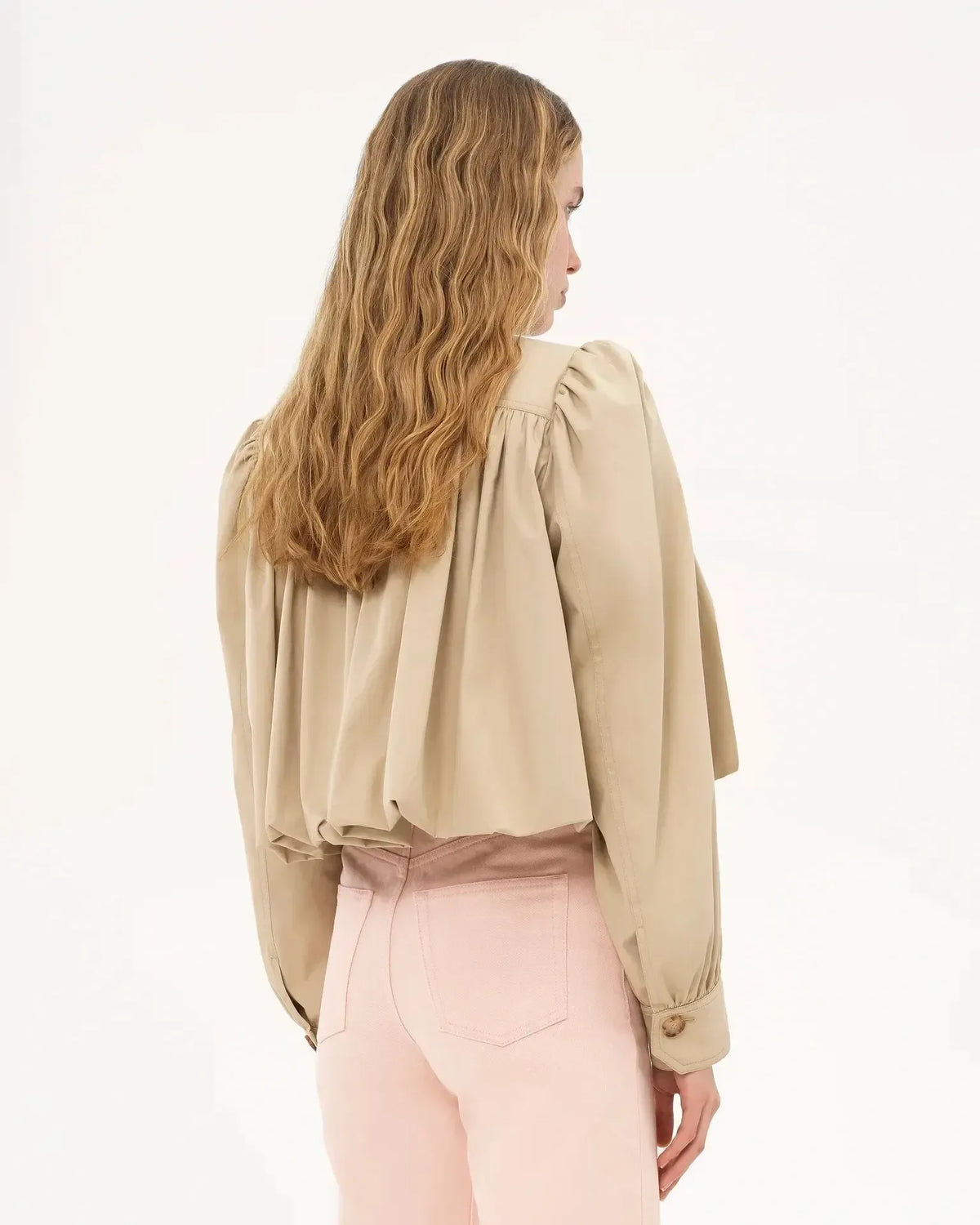 Catrin | Beige Bomberjacke mit Puffärmeln