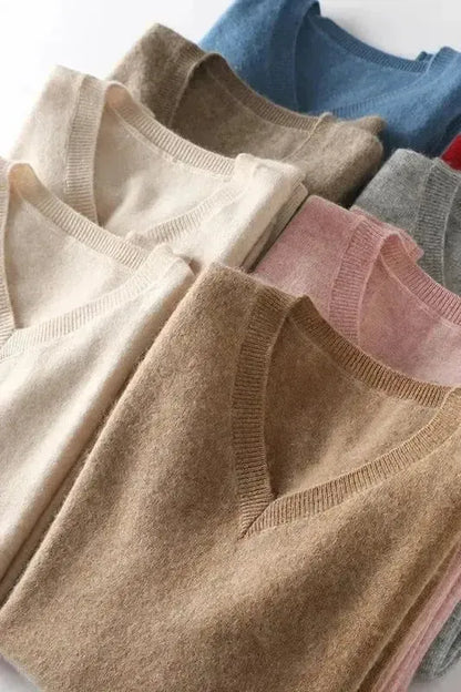 Catrin | Roter Pullover mit V-Ausschnitt