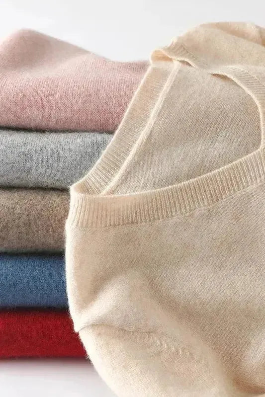 Catrin | Roter Pullover mit V-Ausschnitt
