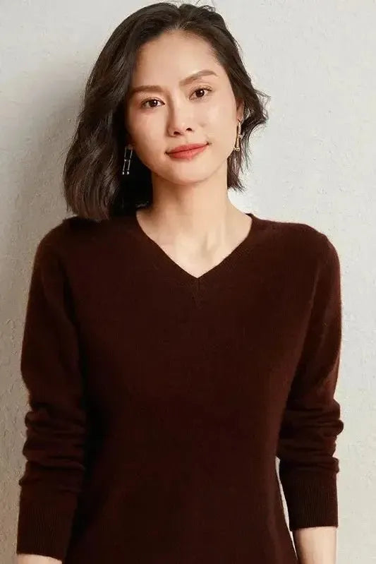 Catrin | Roter Pullover mit V-Ausschnitt