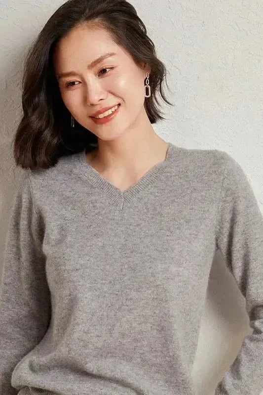 Catrin | Roter Pullover mit V-Ausschnitt
