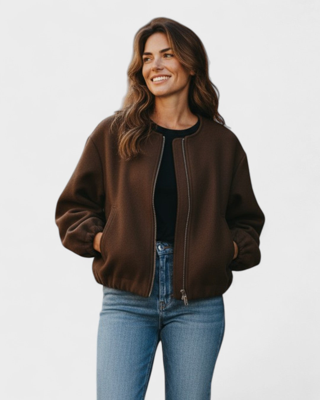 Catrin | Kurze braune Bomberjacke