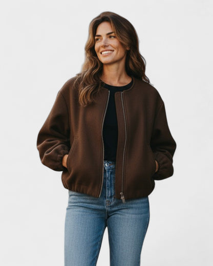 Catrin | Kurze braune Bomberjacke