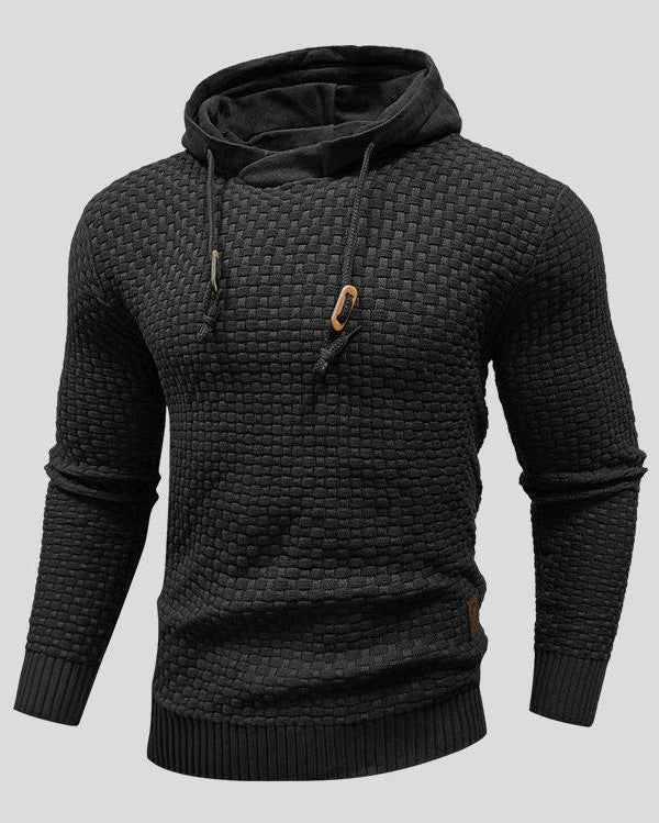 Karsten | Grauer Struktur-Strick-Hoodie