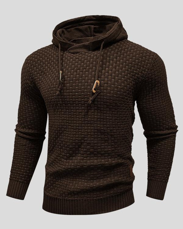 Karsten | Grauer Struktur-Strick-Hoodie