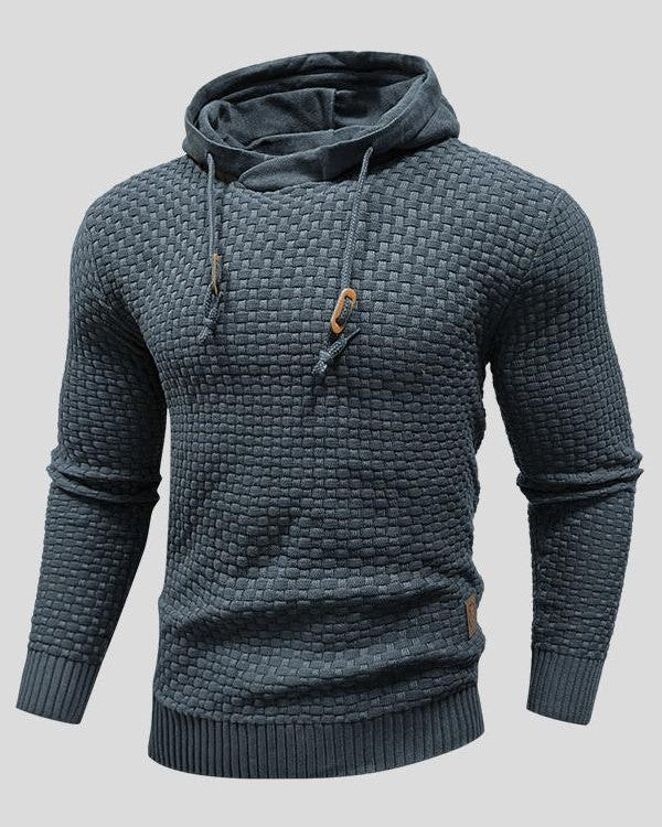 Karsten | Grauer Struktur-Strick-Hoodie