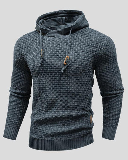 Karsten | Grauer Struktur-Strick-Hoodie