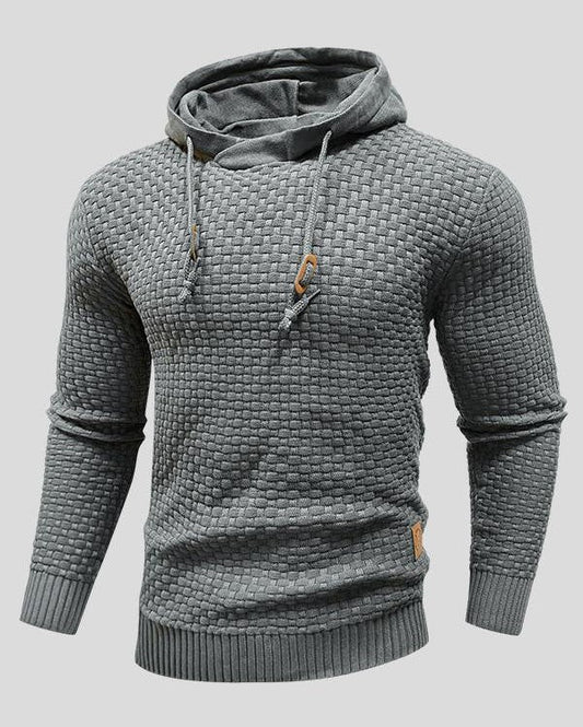 Karsten | Grauer Struktur-Strick-Hoodie