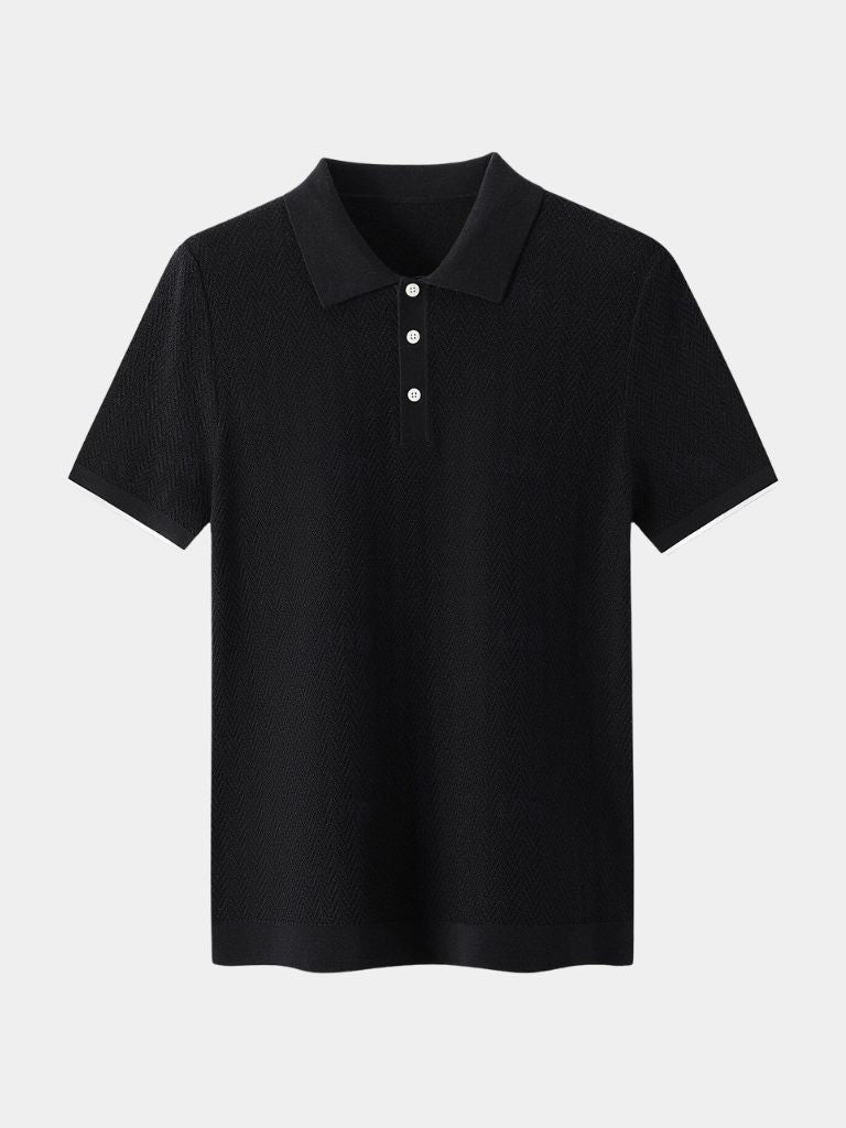 Karsten | Braunes Strick-Poloshirt mit Struktur