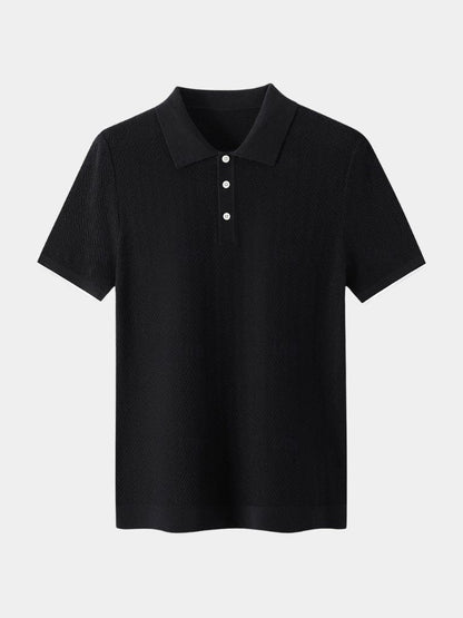 Karsten | Braunes Strick-Poloshirt mit Struktur