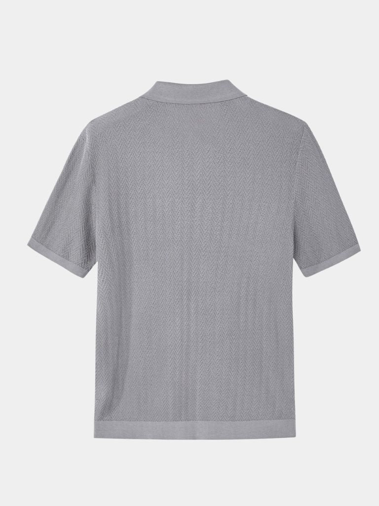Karsten | Braunes Strick-Poloshirt mit Struktur