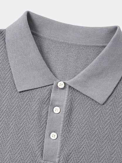 Karsten | Braunes Strick-Poloshirt mit Struktur