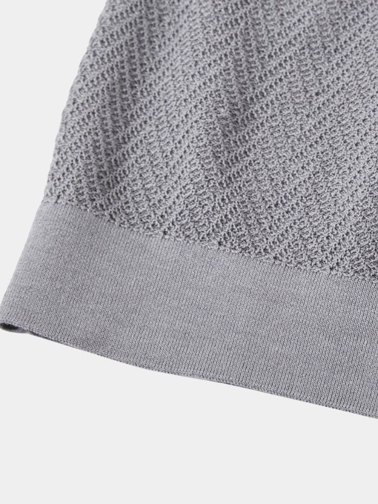 Karsten | Braunes Strick-Poloshirt mit Struktur