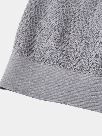 Karsten | Braunes Strick-Poloshirt mit Struktur