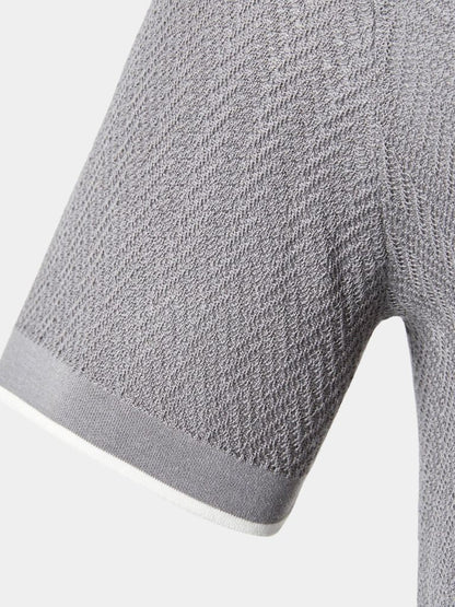Karsten | Braunes Strick-Poloshirt mit Struktur
