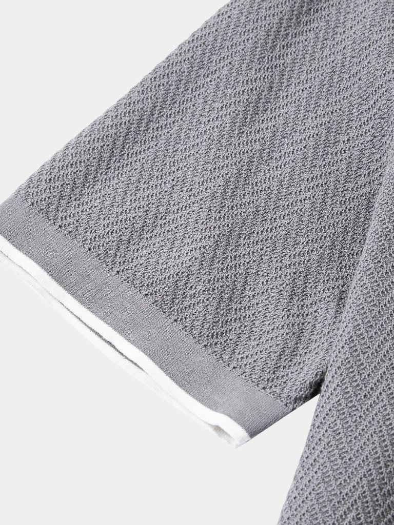 Karsten | Braunes Strick-Poloshirt mit Struktur