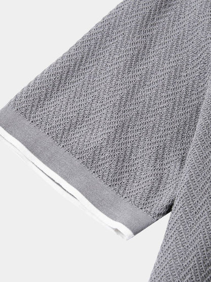 Karsten | Braunes Strick-Poloshirt mit Struktur