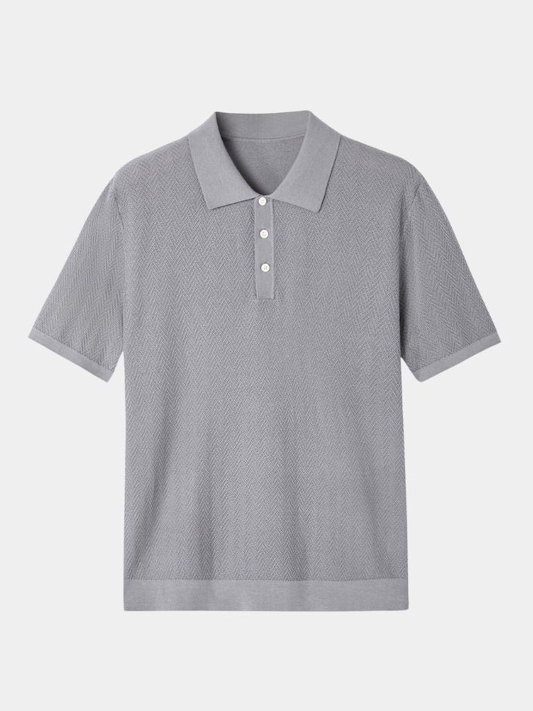 Karsten | Braunes Strick-Poloshirt mit Struktur