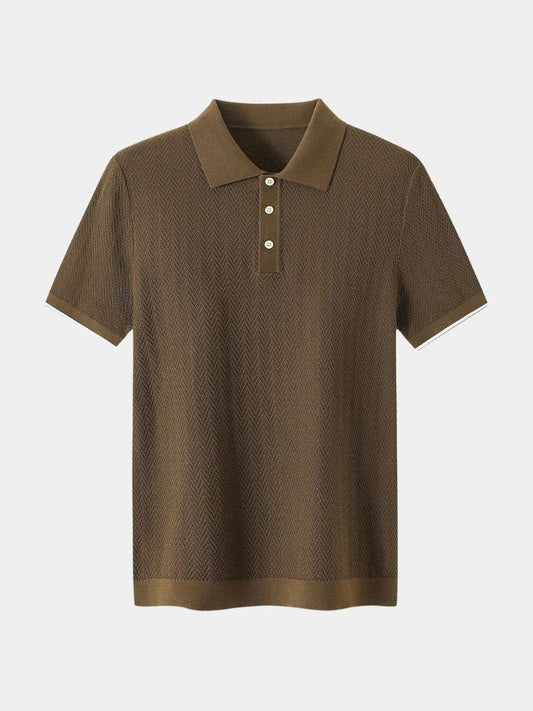 Karsten | Braunes Strick-Poloshirt mit Struktur