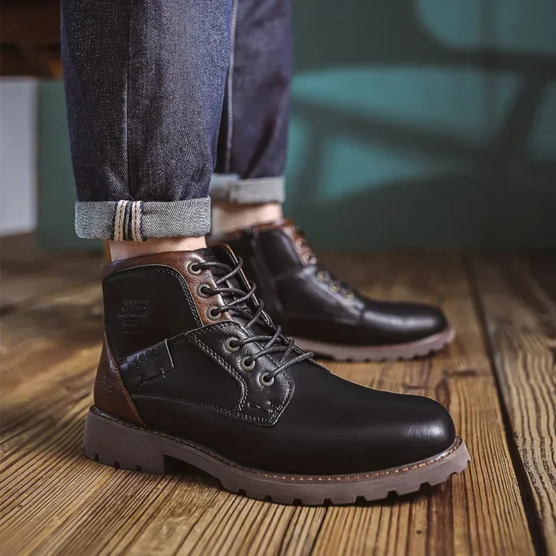 Klaus | Braune Freizeit-Schnürstiefel