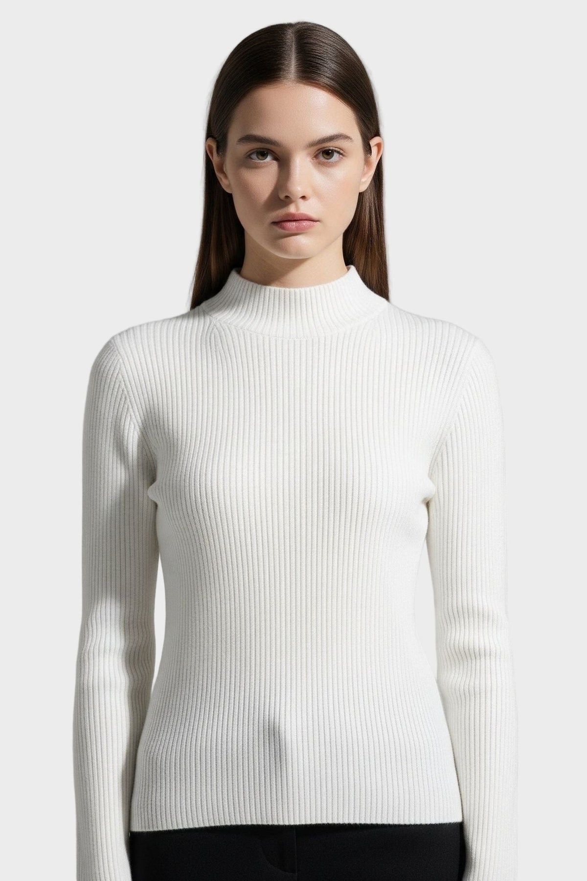 Kirsteen | Gerippter Rollkragenpullover in Elfenbein