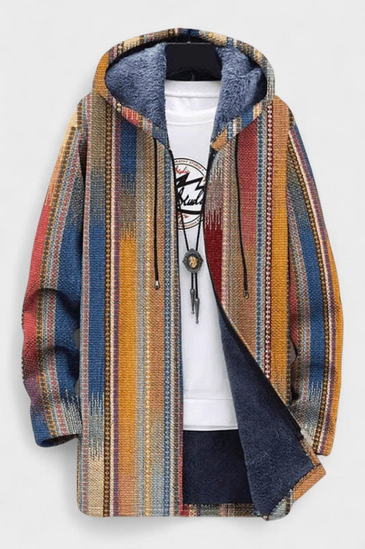Clara | Bunte gestreifte Kapuzenjacke mit Reißverschluss