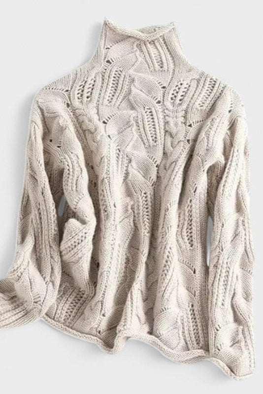 Kay | Blauer Rollkragenpullover mit Zopfmuster