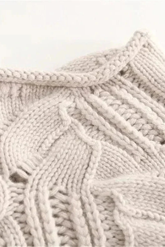Kay | Blauer Rollkragenpullover mit Zopfmuster