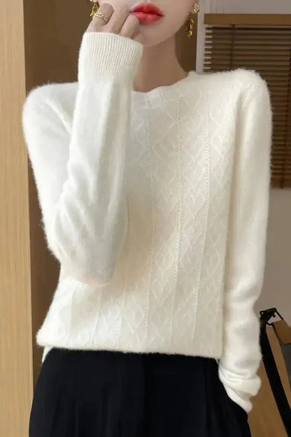 Kara | Oranger Strickpullover mit Rautenmuster