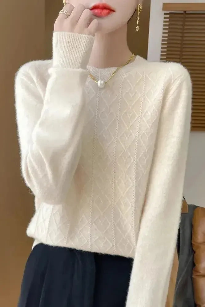 Kara | Oranger Strickpullover mit Rautenmuster