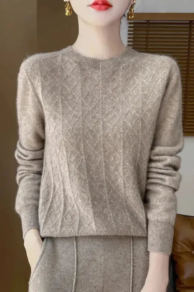 Kara | Oranger Strickpullover mit Rautenmuster