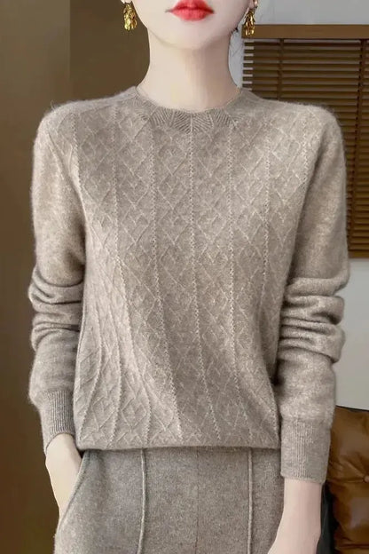 Kara | Oranger Strickpullover mit Rautenmuster