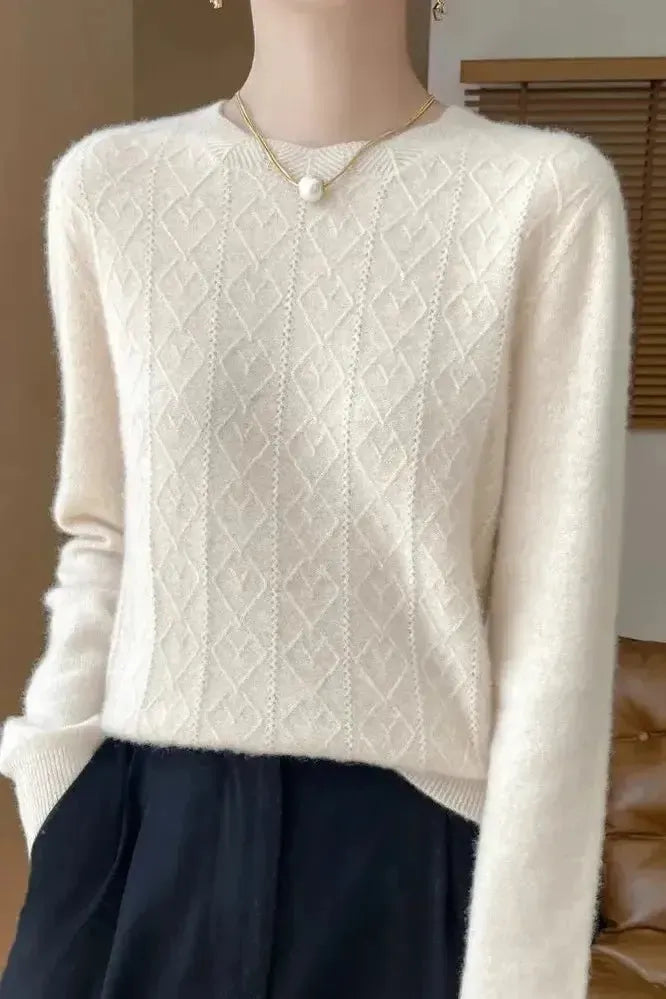 Kara | Oranger Strickpullover mit Rautenmuster