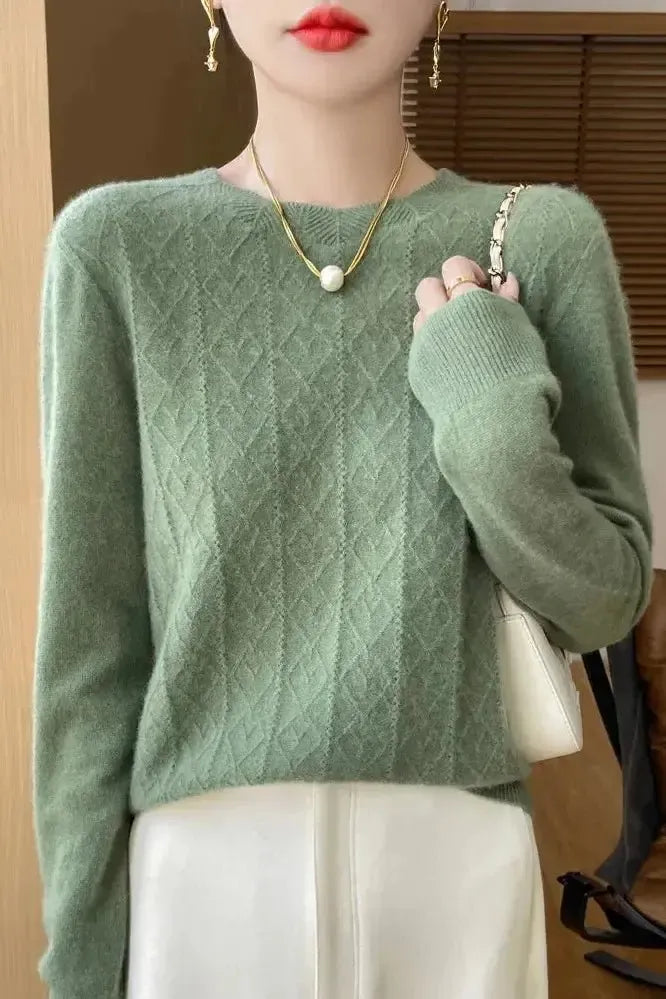 Kara | Oranger Strickpullover mit Rautenmuster
