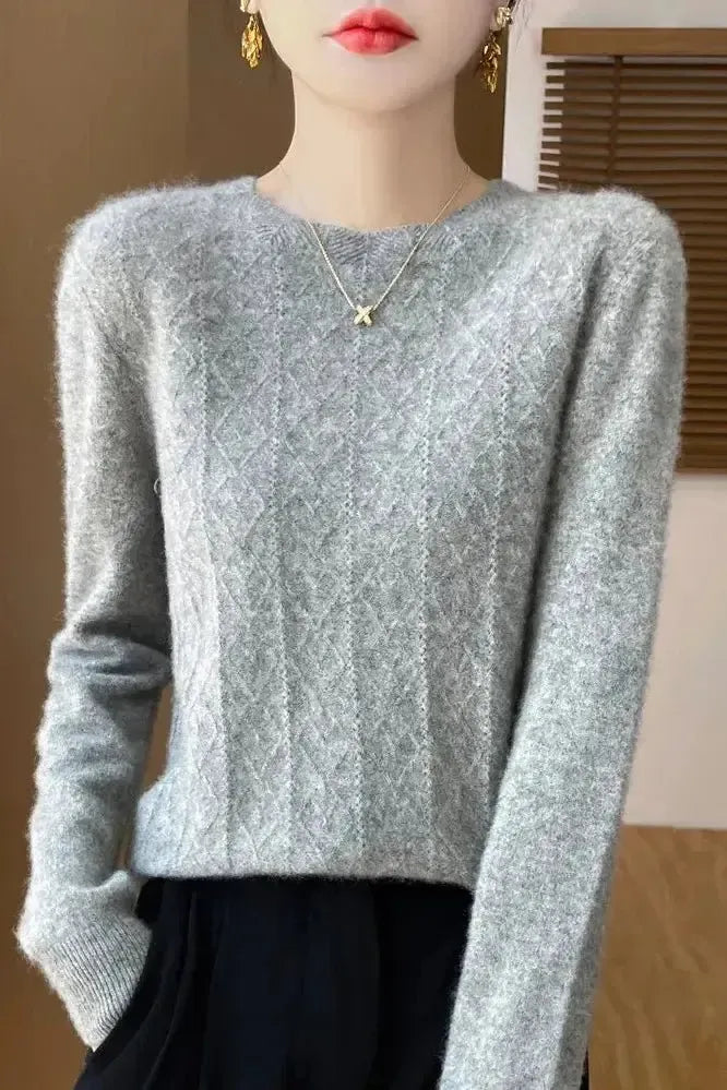 Kara | Oranger Strickpullover mit Rautenmuster