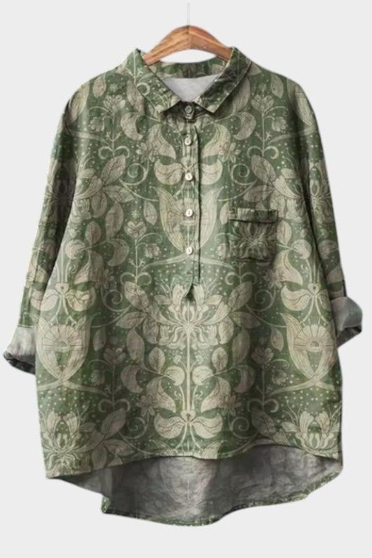 Lara | Grüne Bluse mit Ornamentmuster