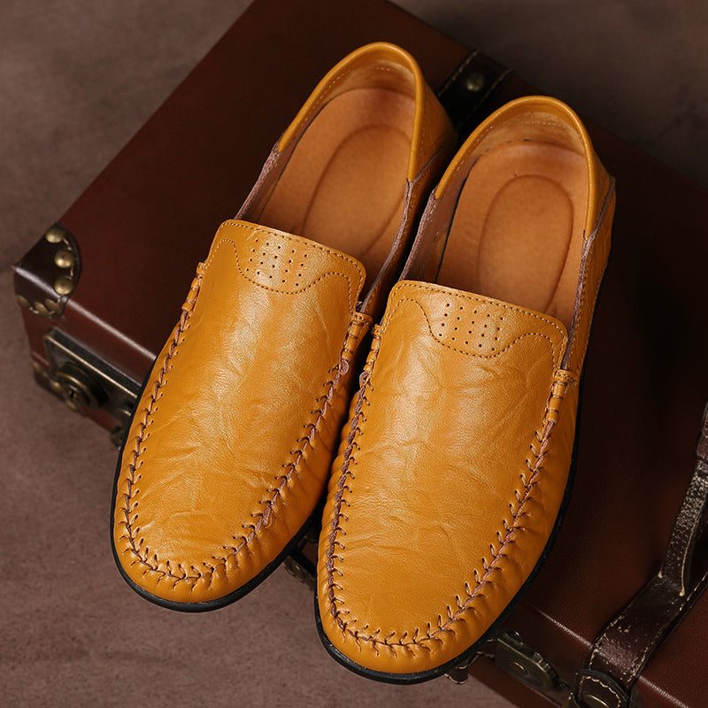 Michael | Braune Slipper in Lederoptik