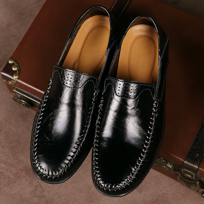 Michael | Braune Slipper in Lederoptik