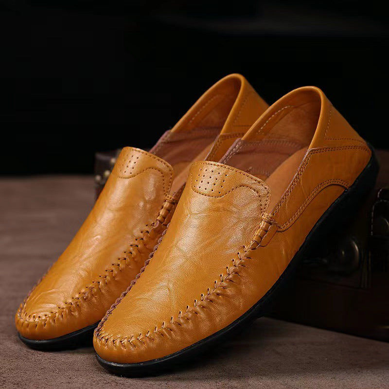 Michael | Braune Slipper in Lederoptik