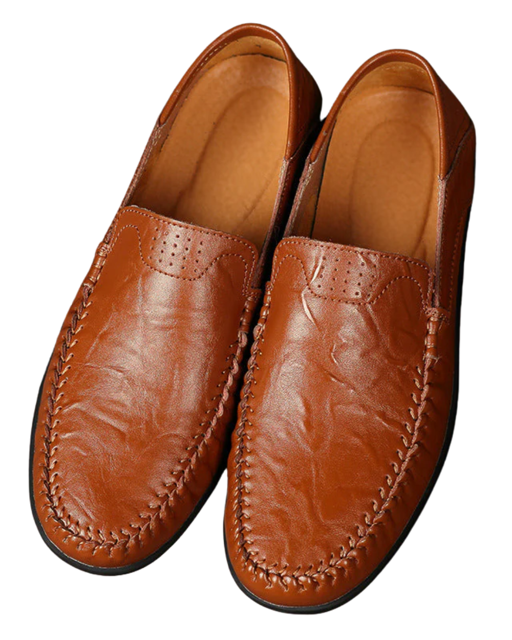 Michael | Braune Slipper in Lederoptik