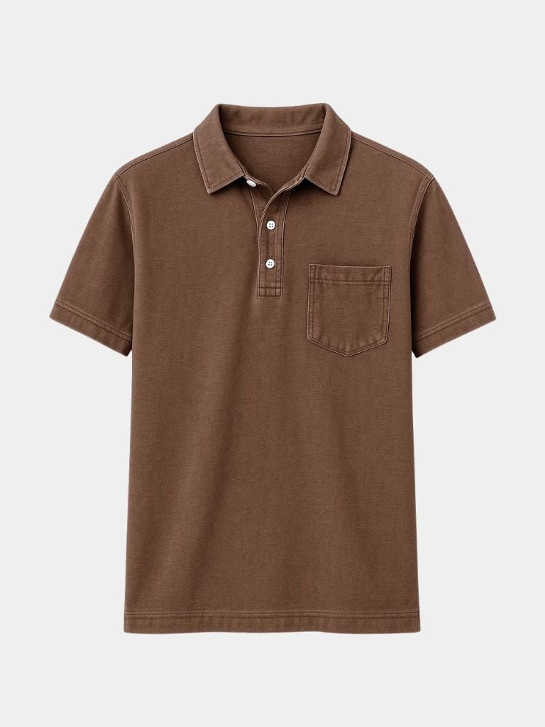 Leonhard | Poloshirt in Denim-Optik mit Brusttasche
