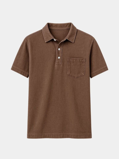 Leonhard | Poloshirt in Denim-Optik mit Brusttasche