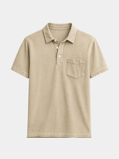 Leonhard | Poloshirt in Denim-Optik mit Brusttasche