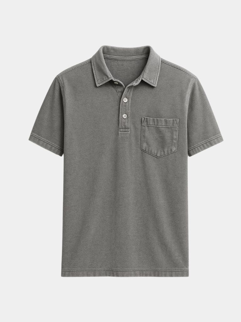 Leonhard | Poloshirt in Denim-Optik mit Brusttasche