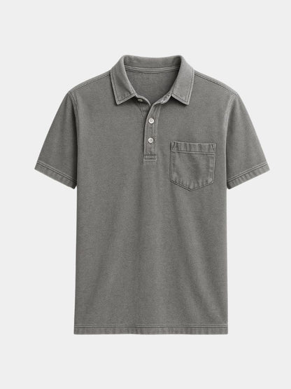 Leonhard | Poloshirt in Denim-Optik mit Brusttasche