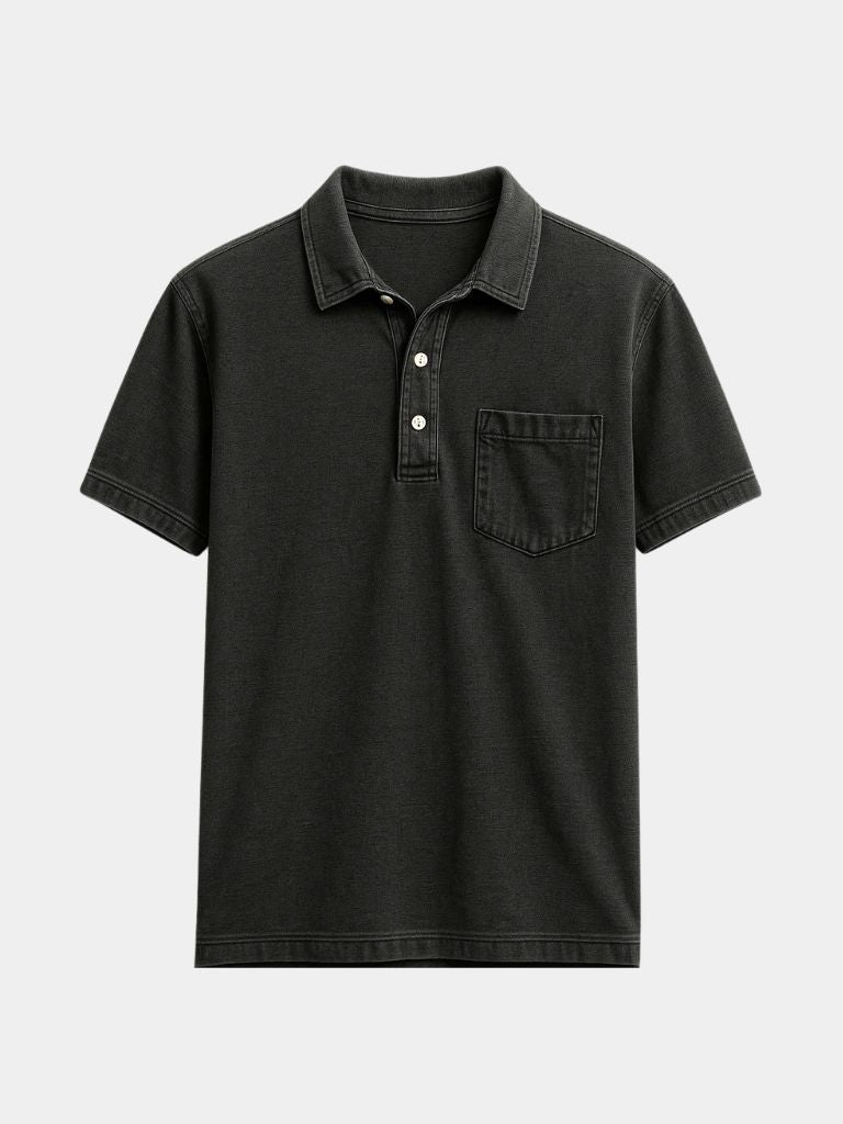 Leonhard | Poloshirt in Denim-Optik mit Brusttasche