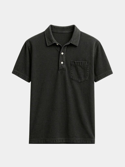 Leonhard | Poloshirt in Denim-Optik mit Brusttasche