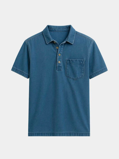 Leonhard | Poloshirt in Denim-Optik mit Brusttasche