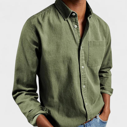 Gerd | Dunkelblaues Freizeit-Hemd mit Brusttasche