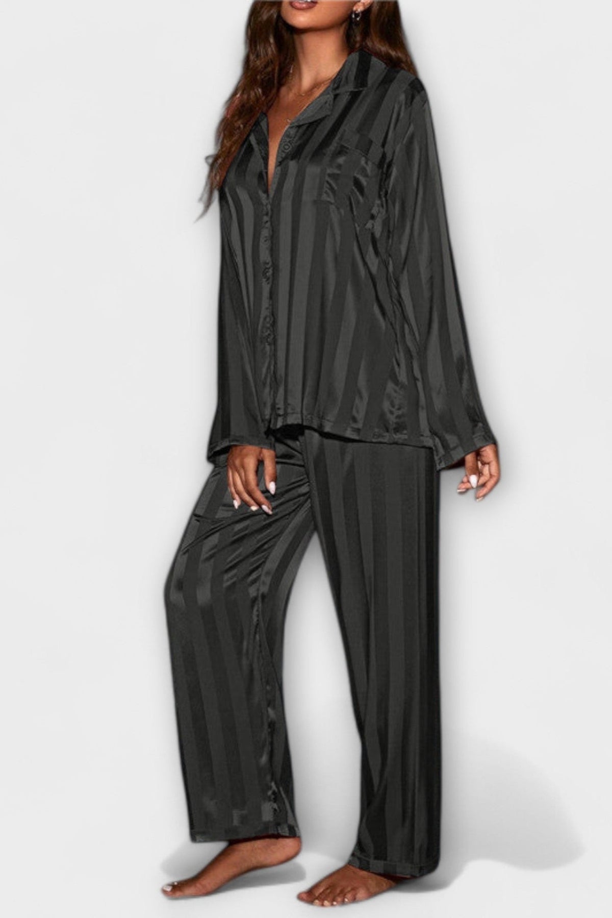 Laura | Satin-Look-Hemd & Hose Set